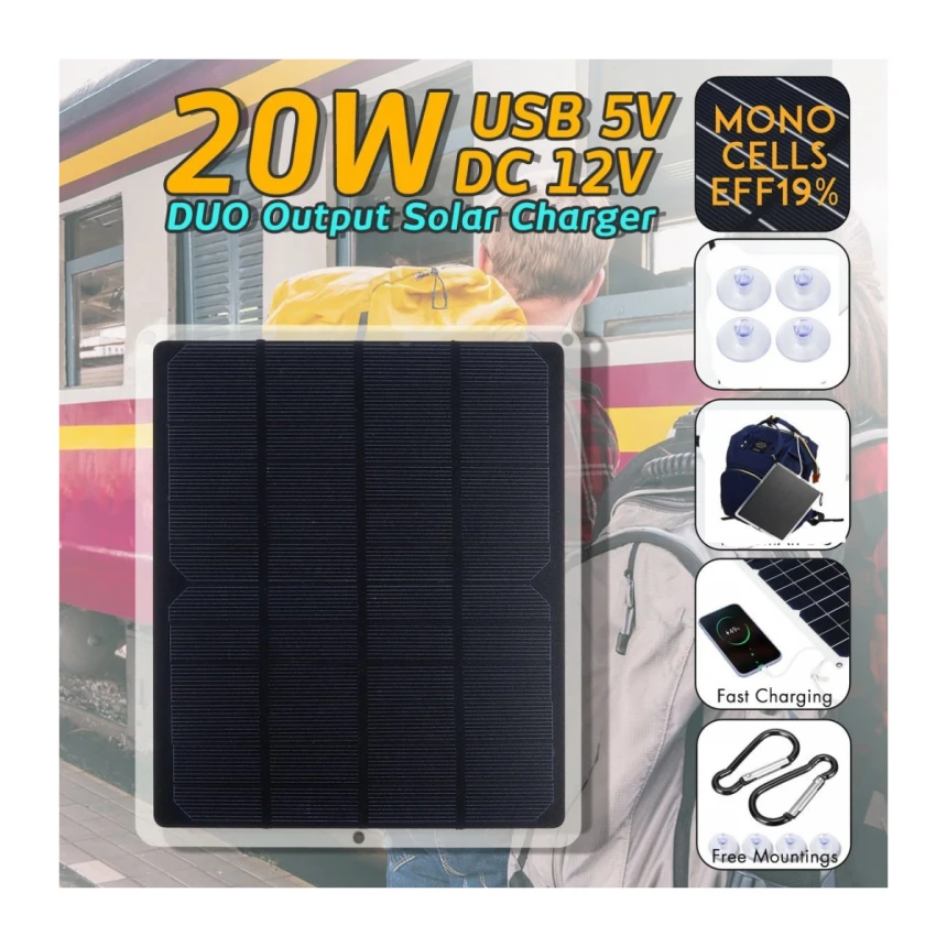 Ekskluzivno prekogranično snabdevanje solarnim punjačem za mobilne telefone od 20V 12V, automobilskom baterijom, tablom za punjenje automobila