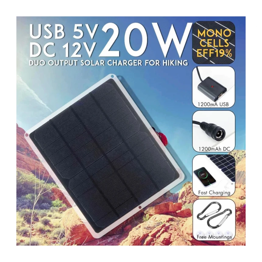 Ekskluzivno prekogranično snabdevanje solarnim punjačem za mobilne telefone od 20V 12V, automobilskom baterijom, tablom za punjenje automobila