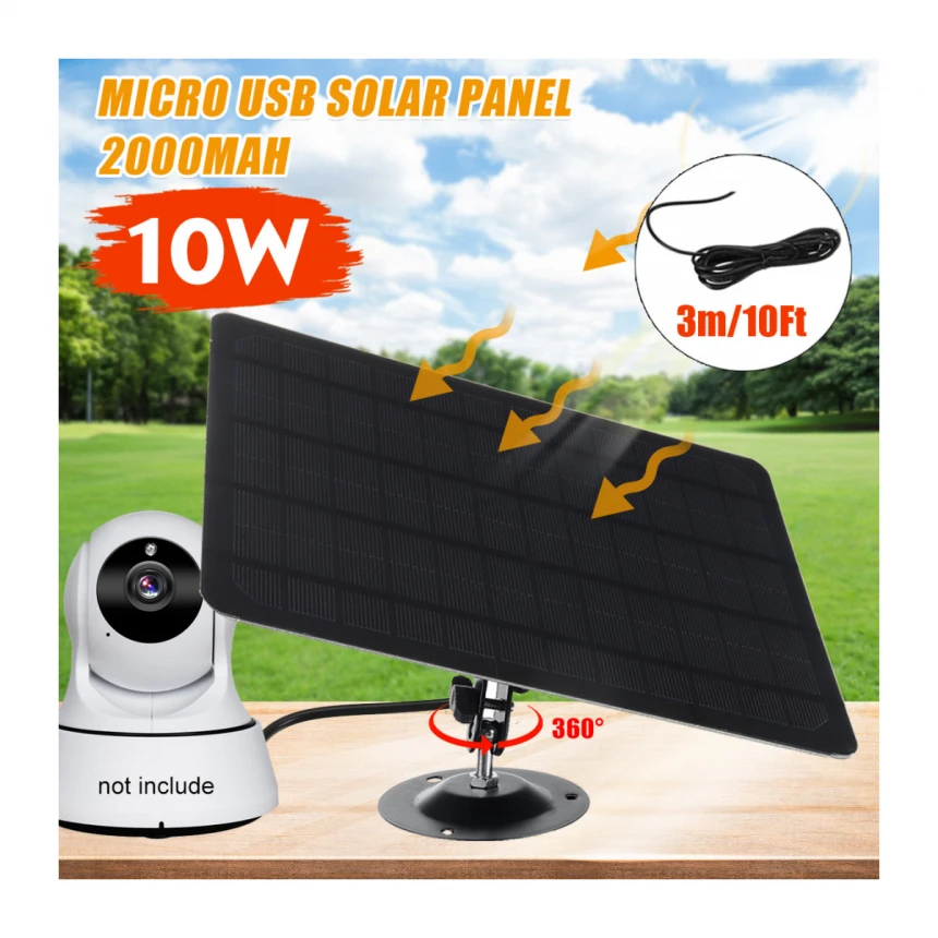 Nosač solarnog panela sa 3m Android glavom za punjenje 10V monokristalni silicijum fotonaponski panel za solarni nadzor fiksiran na zid