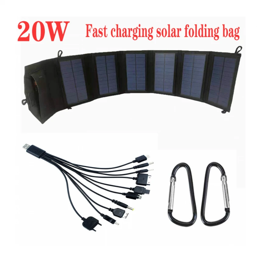Prenosiva preklopna torba sa dvostrukim USB-om za brzo punjenje Solar Pover Bank Solarni panel 20V solarna sklopiva torba