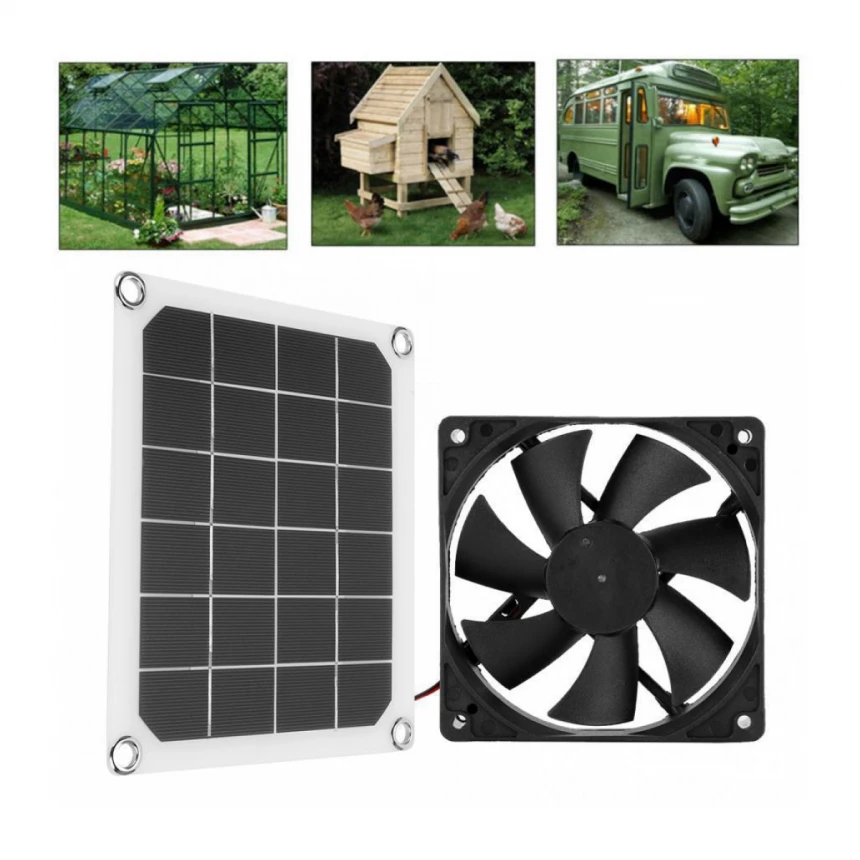 Solarni izduvni ventilator 5V10V 6-inčni ventilator solarni izduvni prenosni izduvni ventilator za RV kuću za kućne ljubimce u stakleniku