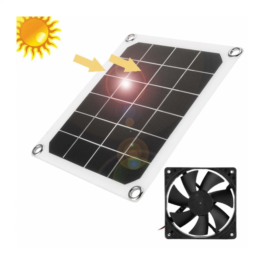 Solarni izduvni ventilator 5V10V 6-inčni ventilator solarni izduvni prenosni izduvni ventilator za RV kuću za kućne ljubimce u stakleniku